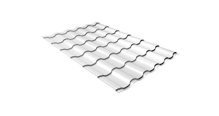 Металлочерепица кредо Grand Line 0,45 Drap TX RAL 9003 сигнальный белый