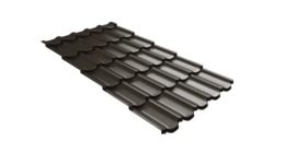 Металлочерепица  квинта плюс Grand Line c 3D резом 0,45 Drap TR RR 32 темно-коричневый