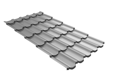 Металлочерепица  квинта плюс Grand Line c 3D резом 0,45 Drap TX RAL 7004 сигнальный серый