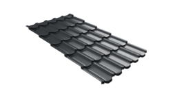 Металлочерепица  квинта плюс Grand Line c 3D резом 0,5 Satin Matt RAL 7016 антрацитово-серый