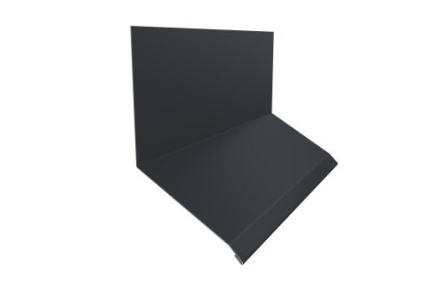 Планка примыкание верхнее к стене фальц 150х130х20 0,5 Satin с пленкой RAL 7024 мокрый асфальт (3м)