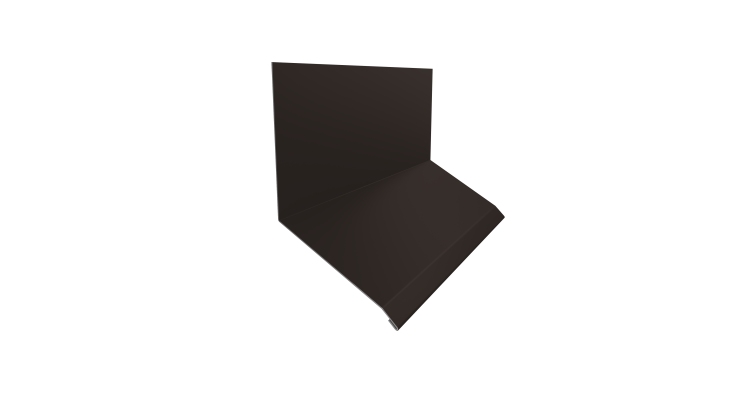 Планка примыкание верхнее к стене фальц 150х130х20 0,5 Satin с пленкой RR 32 темно-коричневый (2м)